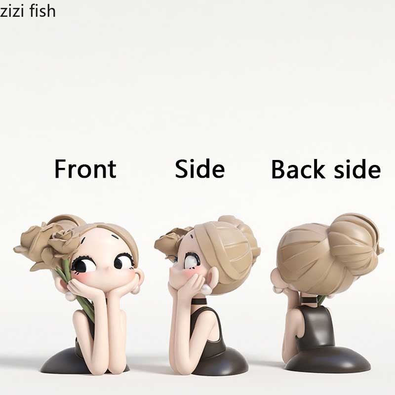 Cute Rose Girl Bust Statue Res - Resin Art Rose ulasan dan harga