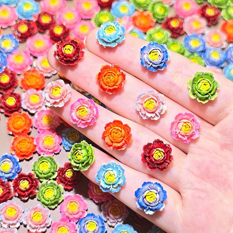 50pcs Mixed Color 3D Resin Ros - Resin Art Rose ulasan dan harga