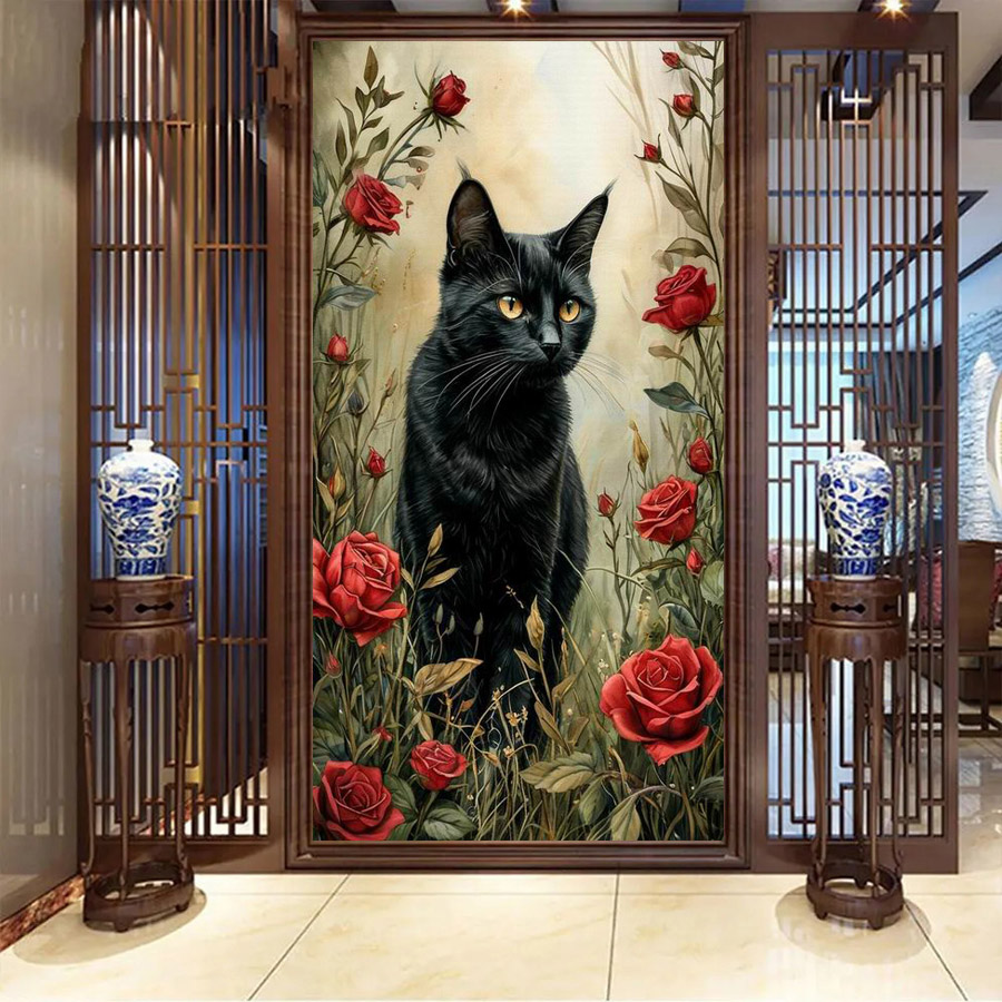 Red Black Cat Large Size Diy D - Resin Art Rose ulasan dan harga