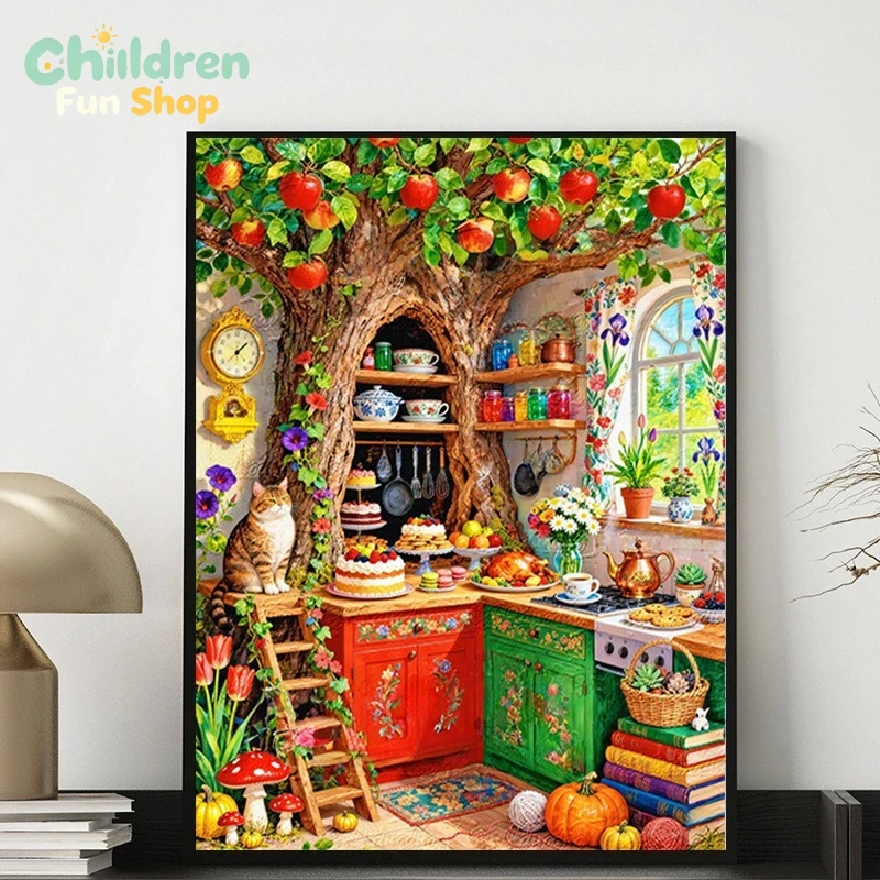 Whimsical Tree‑Hollow Kitchen  - Resin Art Wallpaper ulasan dan harga